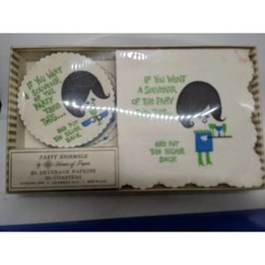 12 Vintage napkin and coaster set 50 60 graphic Humor Put the Silver Back